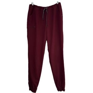 Jaanuu Scrub Jogger Pants Size Large Tall Wine‎ Bottoms Cargo Drawstring J95124